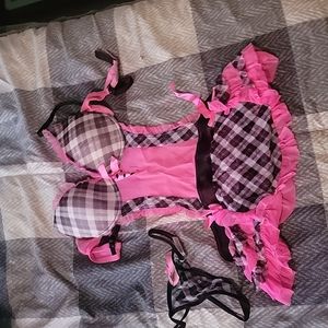 🩵Plaid apron lingerie